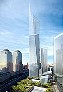 Artist's rendering: the 1776 foot high Freedom Tower will rise above the World Trade Center Memorial, 