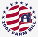 2002 Farm Bill Logo (farm building encircled by stars and stripes): Link to our Farm Bill site