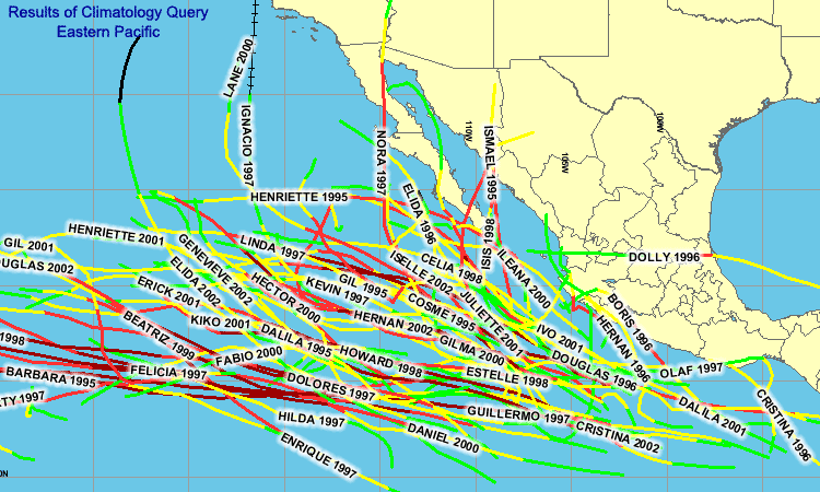 Results of Climatology Query for the Eastern Pacific