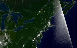 NOAA image of blackout in the Northeastern USA taken Aug. 14, 2003, at 9:03 p.m. EDT.