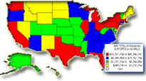 Map of export data from each state