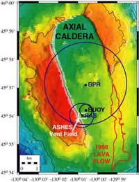 graphic showing topographic information of axial caldera
