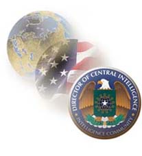 Banner Graphic, Picture of the globe, American Flag, and the DCI Intelligence Community Seal