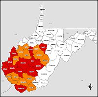 Map of Declared Counties for Disaster1522