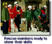 Photo of rescue memebers reay to show their skills