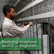Restoring telephone service in Baghdad...  Click for more photos