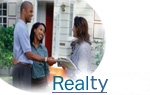 Couple with Professional shaking hands in front of home - Click here to go to Real Estate