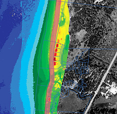 Topographic data, obtained from a sensor strapped to an airplane