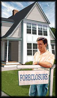 Person with Foreclosure sign