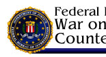 This is a graphic banner for Federal Bureau of Investigation, War on Terrorism, Counterterrorism and Counterintelligence