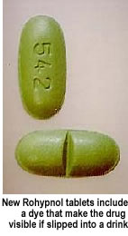 photo - New Rohypnol tablets include a dye that make the drug visible if slipped into a drink