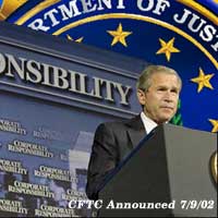 Graphic of President Bush at the Corporate Fraud Task Force 