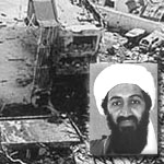 A graphic of Usama bin Laden. 