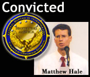 Graphic of Matthew Hale and Counterterrorism seal.