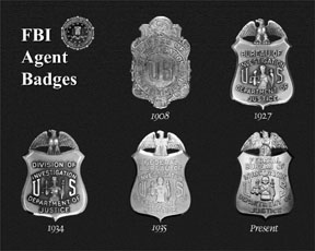 Photograph of FBI Agent badges 