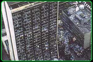 Arial view of the bomb damage.