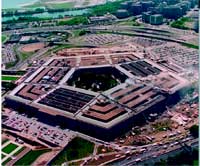 Photograph of aerial view of 9 11 attack on Pentagon