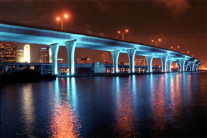 Port of Miami Bridge at Night