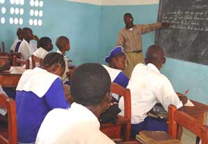 young people in class in Pendembu, in Kailahun District, Sierra Leone