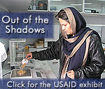 Out of the Shadows - Image link to the USAID exhibit on women in Afghan society.