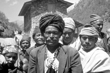 Photo of a group of men in a mountainous Nepali village
