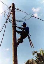 electrician climbing electric pole