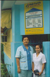 Photo: Nazarina Baby Daria with assistant in front of the clinic.