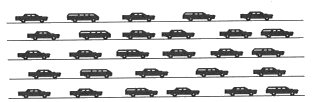 drawing of 28 cars