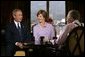 President George W. Bush and Mrs. Bush participate in an interview with Larry King, right, in Los Angeles, Calif., Thursday, Aug. 12, 2004. White House photo by Eric Draper.